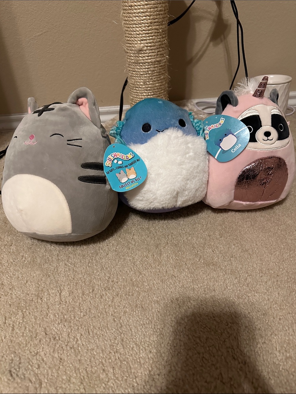 Squishmallows Plush Trio - Gray, Blue & Pink Cute Collectibles